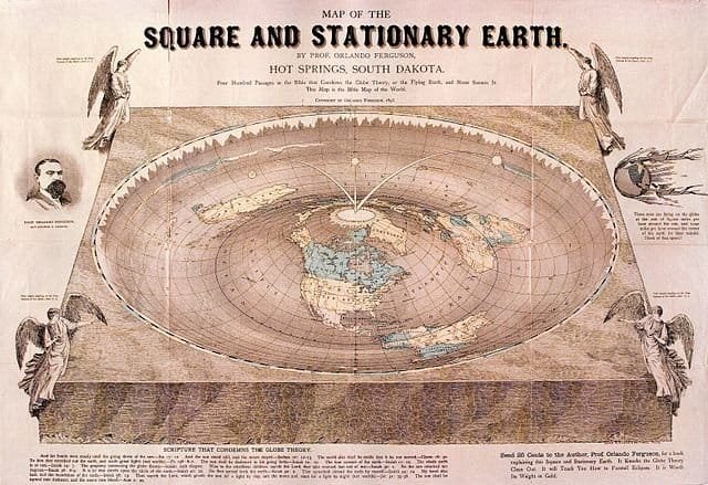 Map of the Square and Stationary Earth by Prof. Orlando Ferguson flat earth theory